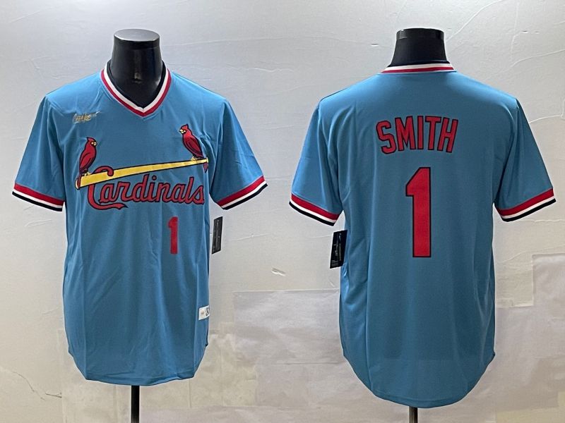 Men St.Louis Cardinals #1 Smith Blue Throwback 2025 Nike MLB Jersey style 3->st.louis cardinals->MLB Jersey